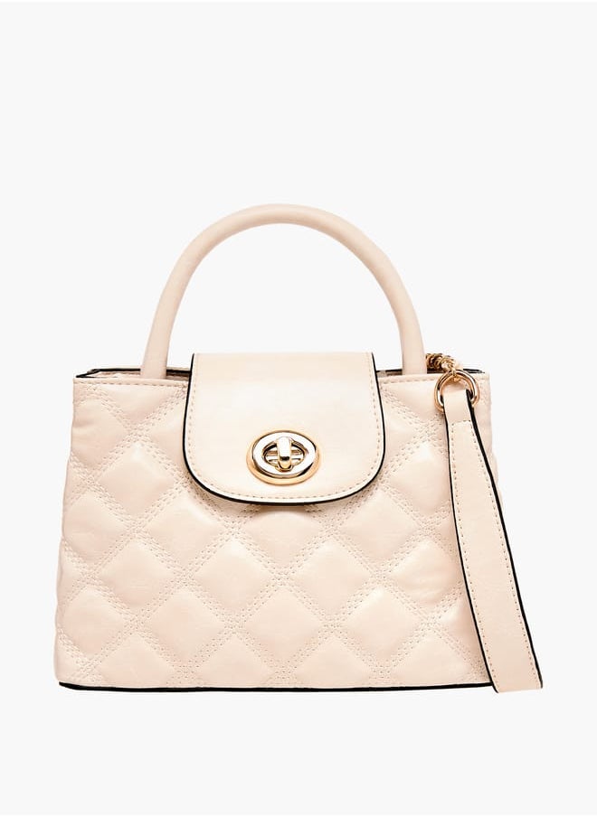 Celeste Women Quilted Tote Bag with Detachable Strap and Flap Closure  - Image 1