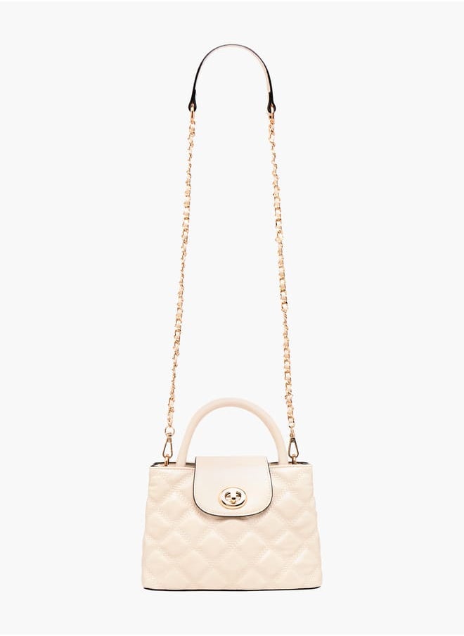 Celeste Women Quilted Tote Bag with Detachable Strap and Flap Closure  - Image 2