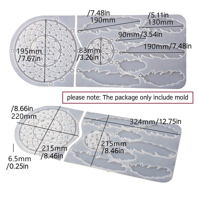 Wehous Large Dream Catcher Resin Mold, Dreamcatcher Silicone Mold for Epoxy Resin, Wall Hanging Feather Pendant Keychain Kit Ornament Making Mould, Resin Accessory Craft Home Decoration - Image 2