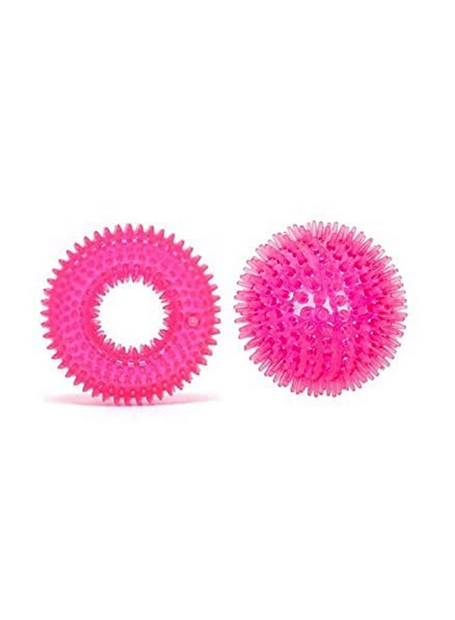 Non-Toxic Soft Natural Rubber Squeaky Spiky Chew Ring And Ball Toys For Aggressive Chewers Dental Teething Cleaning Design Toy - Image 1