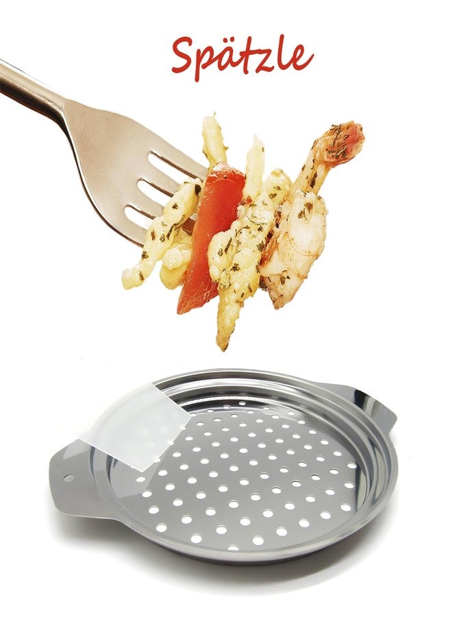 KEISSCO Stainless Steel Spaetzle Maker Lid with Scraper Traditional German Egg Noodle Maker Pan Pot Spaghetti Strainer - Image 2