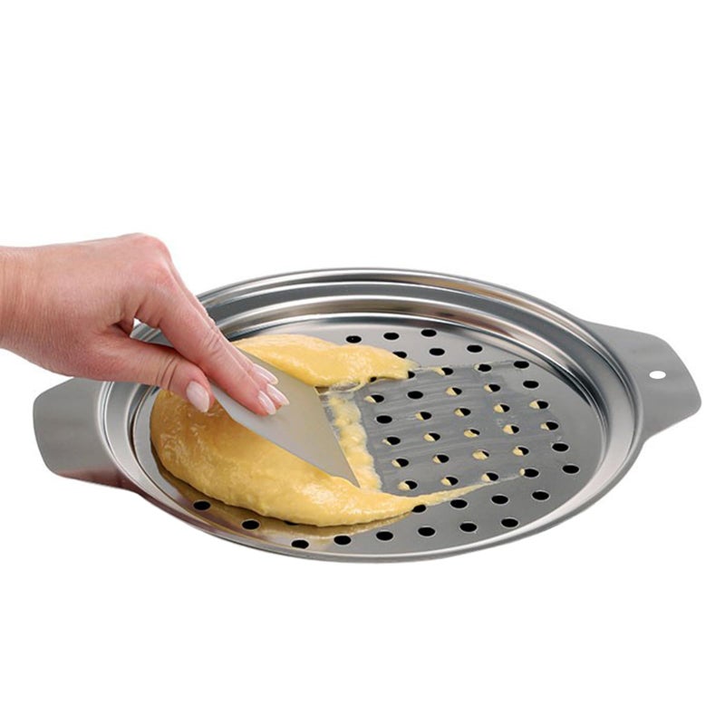 KEISSCO Stainless Steel Spaetzle Maker Lid with Scraper Traditional German Egg Noodle Maker Pan Pot Spaghetti Strainer - Image 1