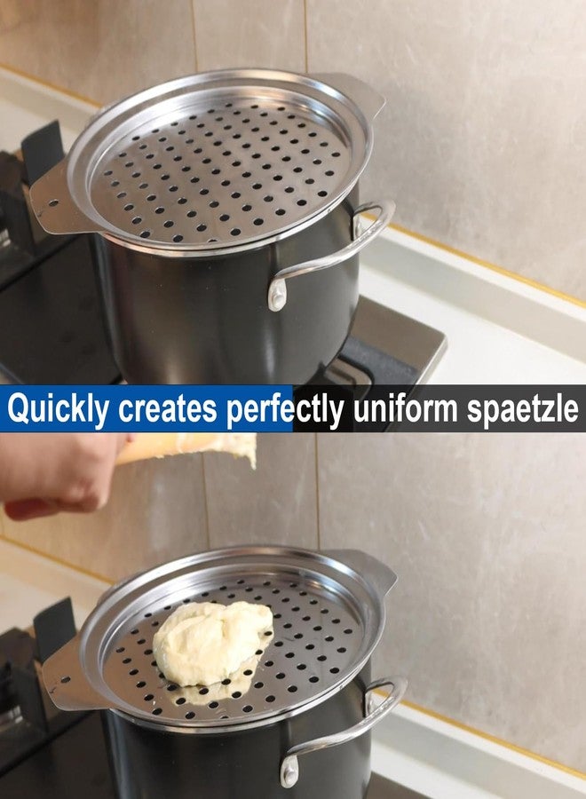 KEISSCO Stainless Steel Spaetzle Maker Lid with Scraper Traditional German Egg Noodle Maker Pan Pot Spaghetti Strainer - Image 3