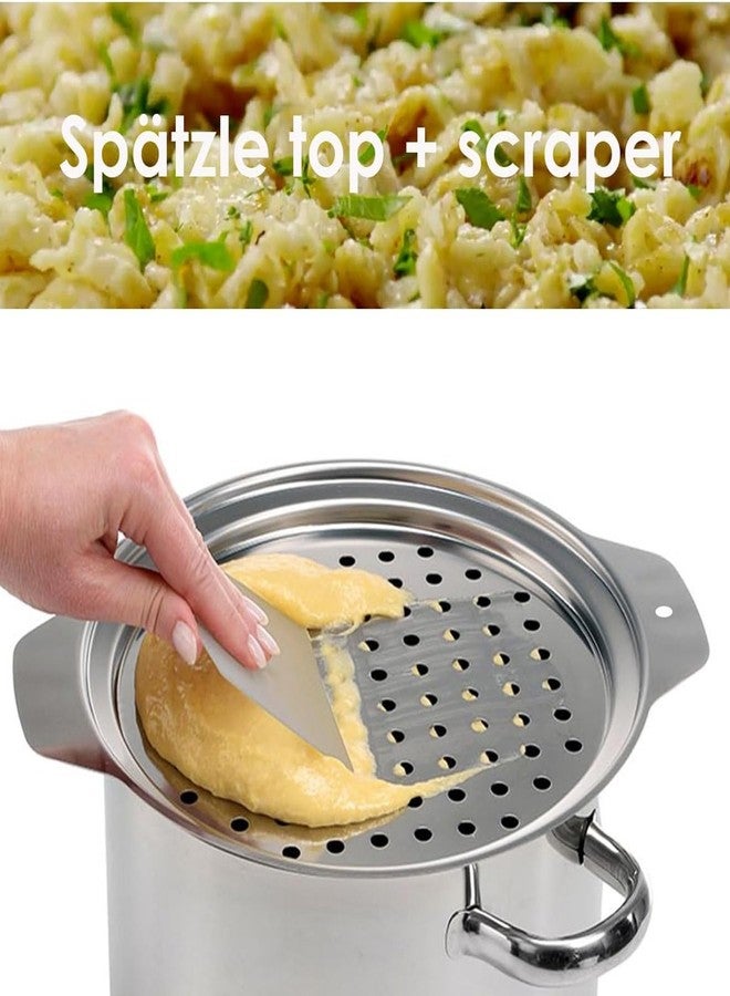 KEISSCO Stainless Steel Spaetzle Maker Lid with Scraper Traditional German Egg Noodle Maker Pan Pot Spaghetti Strainer - Image 5