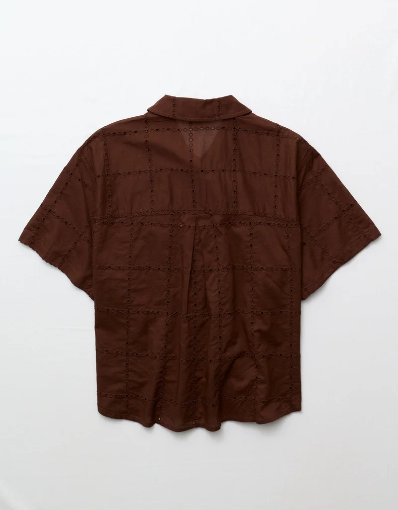 American Eagle  AE Embroidered Cabana Shirt for Women | Best Price UAE