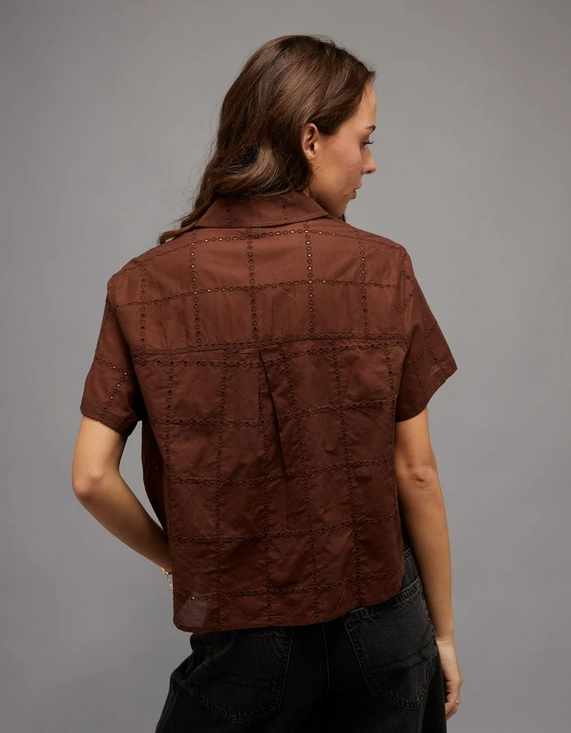 American Eagle AE Embroidered Cabana Shirt
