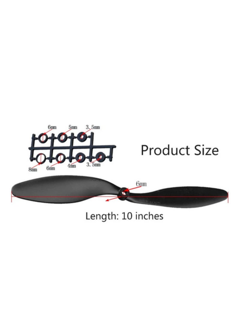 1Pair 1045 10x4.5 CW CCW Propeller For RC Multicopter F450 Quadcopter For Multi Axis Racing Plane Durable Plastic 1045 Propellers Black - Image 3