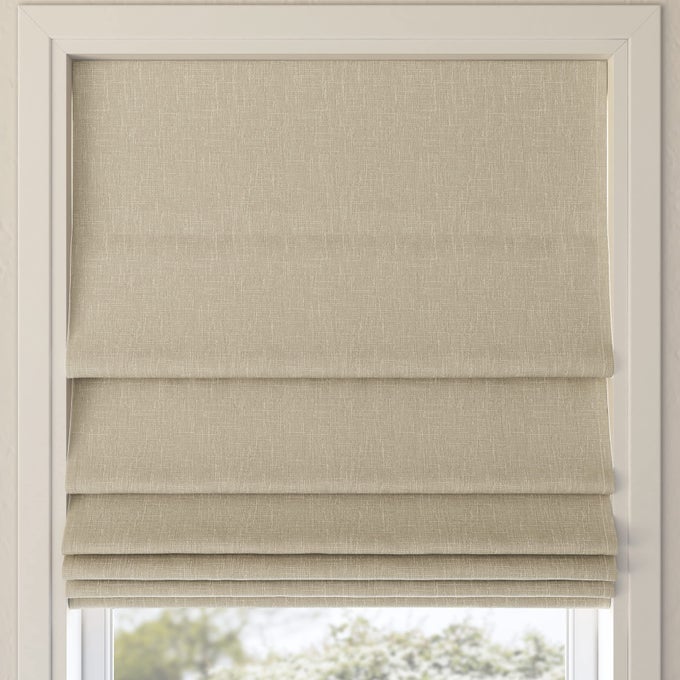 PREBLE TEXTURED TOTAL BLACKOUT CORDLESS ROMAN SHADE 33 X 64 BEIGE