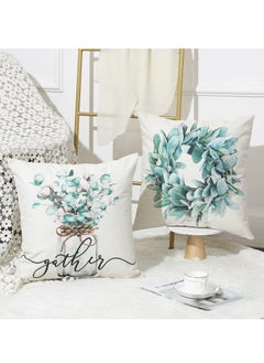 Generic Set of 4 Farmhouse Teal 18x18 Inch Throw Pillow Covers - Decorative Cushion Cases for Sofa, Couch, Living Room, and Outdoor Home Decor (45x45cm)  - Image 5