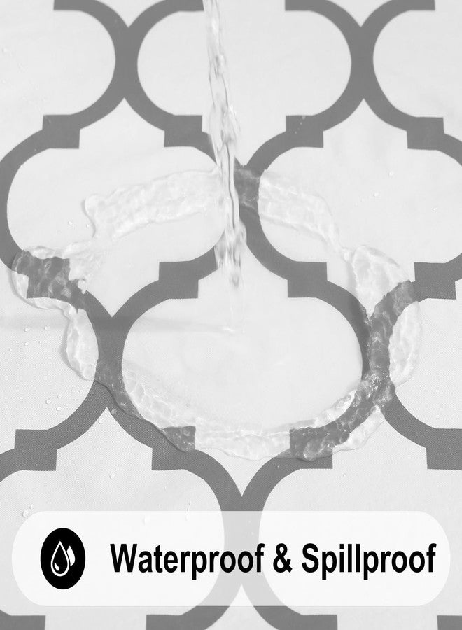 smiry Round Plastic Table Cloth, Waterproof Vinyl Tablecloth with Flannel Backing for Round Tables, Wipeable Spillproof Tablecloths for Dining, Camping, Indoor and Outdoor (60" Round, White) - Image 2