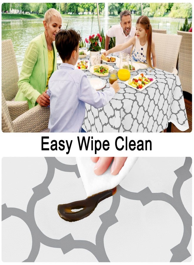 smiry Round Plastic Table Cloth, Waterproof Vinyl Tablecloth with Flannel Backing for Round Tables, Wipeable Spillproof Tablecloths for Dining, Camping, Indoor and Outdoor (60" Round, White) - Image 3