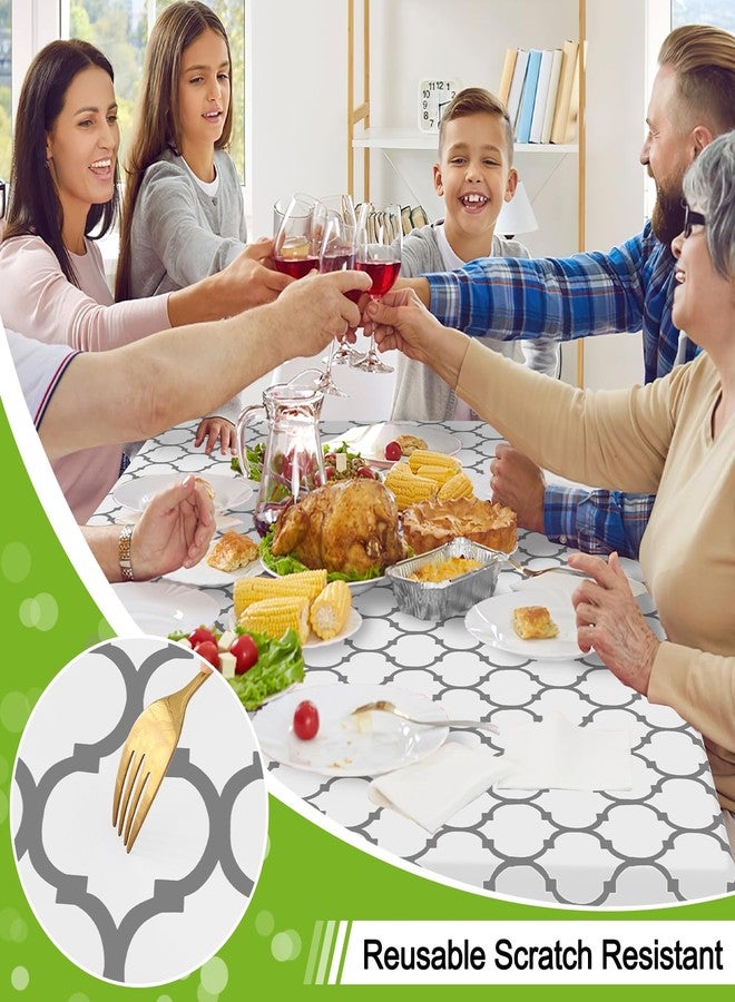smiry Round Plastic Table Cloth, Waterproof Vinyl Tablecloth with Flannel Backing for Round Tables, Wipeable Spillproof Tablecloths for Dining, Camping, Indoor and Outdoor (60" Round, White) - Image 4