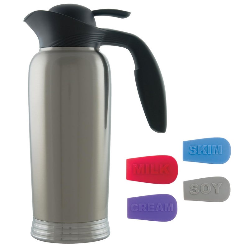 Service Ideas 10-00744-004 كريمير إيرغو سيرف مع جوارب تعريف، 1 لتر، ستانلس ستيل مصقول/أسود - Image 1