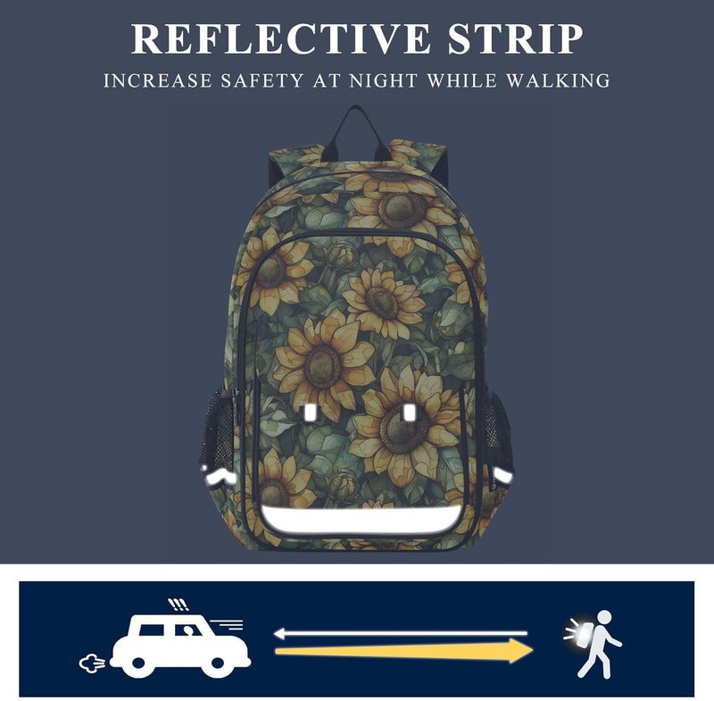 kid tennis backpack 8-12ï¼š lightweight bookbags for 5th grade school boys girls in assorted colors - Aesthetic Sunflower Wasteland Style - Image 5