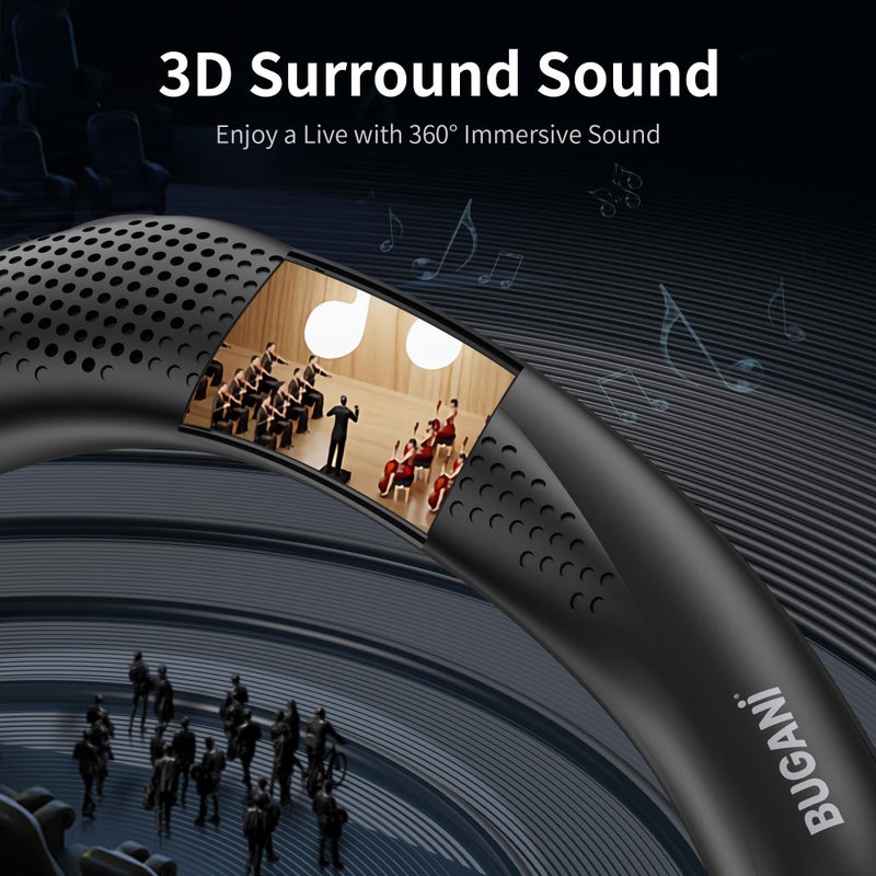 BUGANI Neckband Speaker, BUGANI Wireless Neck Bluetooth Speaker True 3D Stereo Sound, Lightweight Personal Body Sport Speakers with 24H Playtime - Image 3