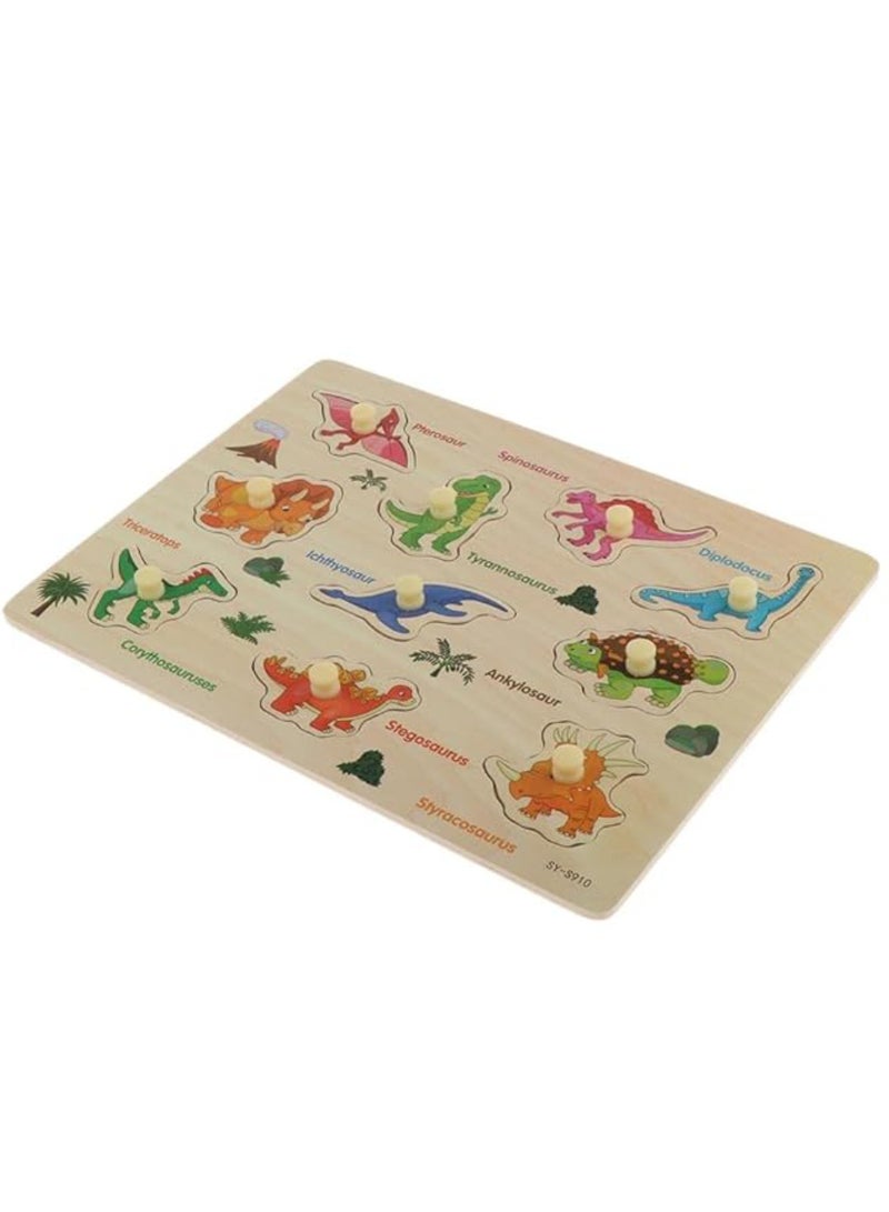 Vitacelli Early Learning 3D Wooden Extinct  Animals Educational Puzzle Board for Kids - Image 3