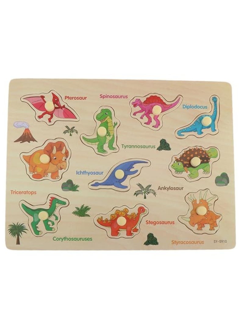 Vitacelli Early Learning 3D Wooden Extinct  Animals Educational Puzzle Board for Kids - Image 1