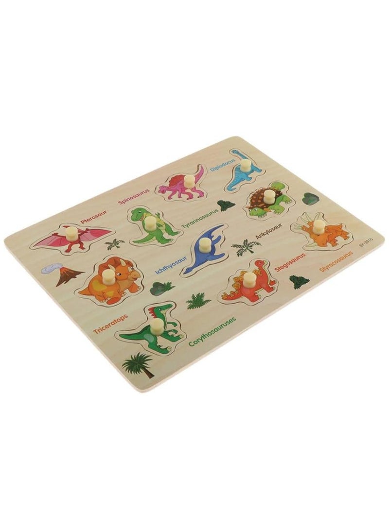 Vitacelli Early Learning 3D Wooden Extinct  Animals Educational Puzzle Board for Kids - Image 2