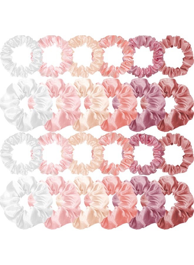 WILLBOND 24 Pieces Satin Hair Scrunchies Silk Elastic Hair Bands Skinny Hair Ties Ropes Ponytail Holder for Women Girls Hair Accessories Decorations (Plain Pattern, Gentle Colors) - Image 1