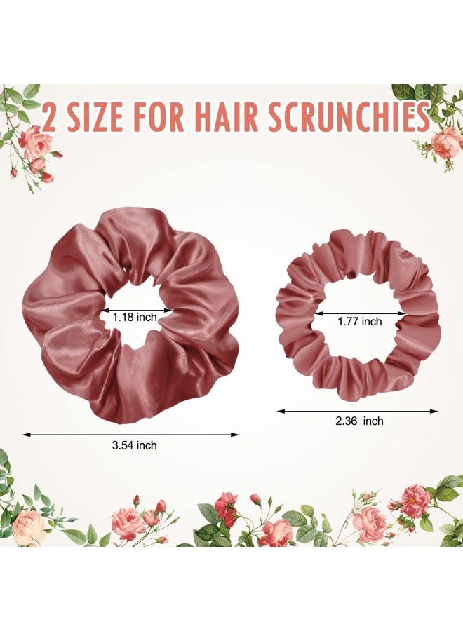 WILLBOND 24 Pieces Satin Hair Scrunchies Silk Elastic Hair Bands Skinny Hair Ties Ropes Ponytail Holder for Women Girls Hair Accessories Decorations (Plain Pattern, Gentle Colors) - Image 2