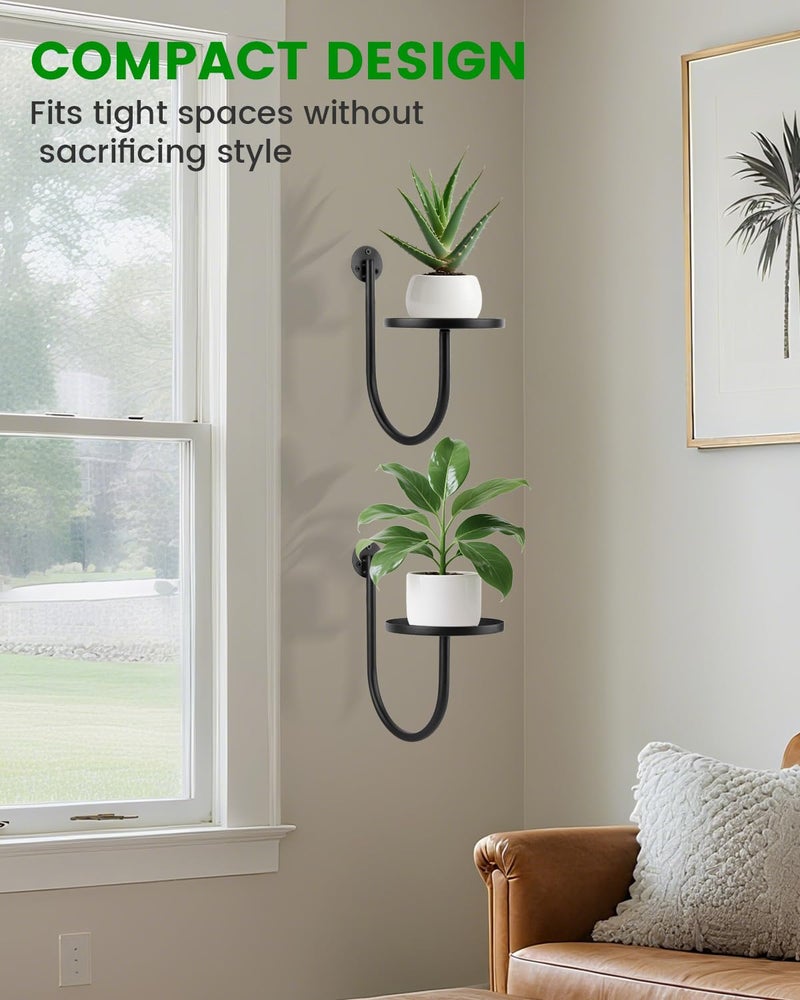 SLLPL Wall Planters for Indoor Plants, Mounted Holder Shelf, Metal Plant Wall Hanger, Decorative Plant Shelf for Indoor Wall Decor (3 Pack) - Image 4