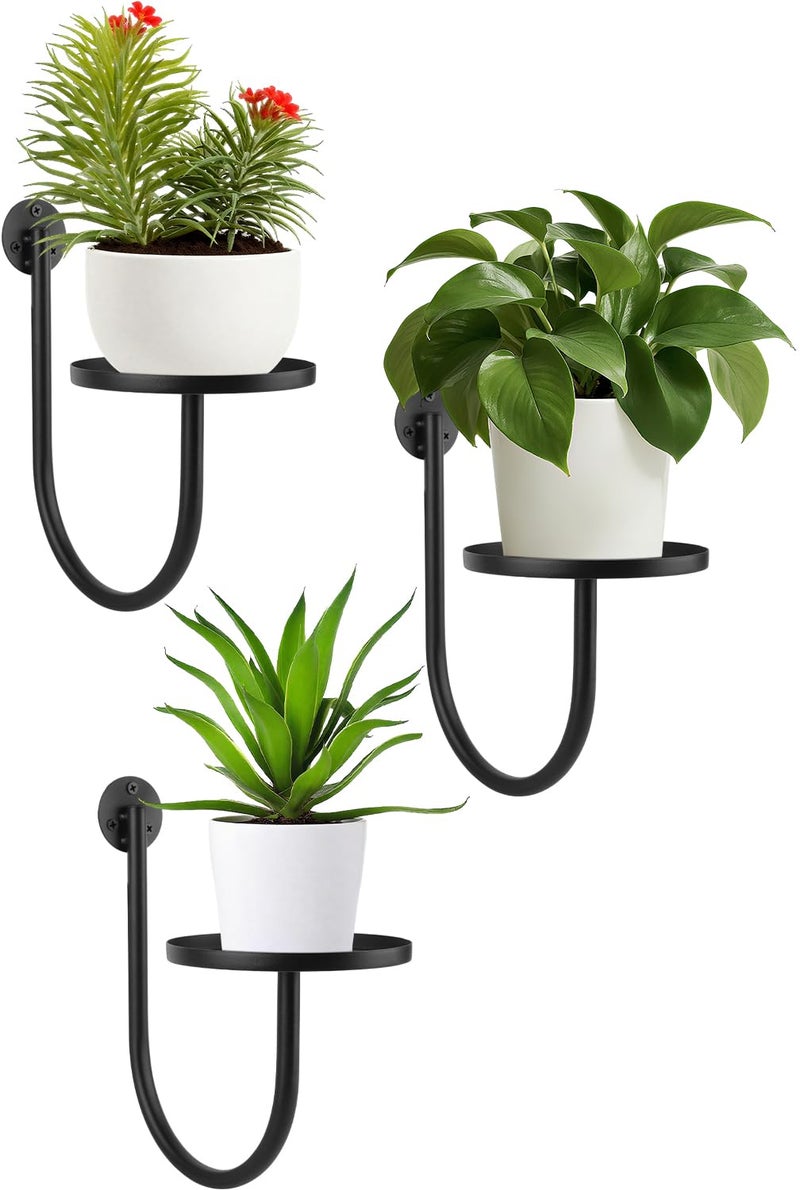 SLLPL Wall Planters for Indoor Plants, Mounted Holder Shelf, Metal Plant Wall Hanger, Decorative Plant Shelf for Indoor Wall Decor (3 Pack) - Image 1