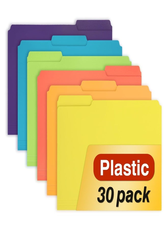 H4D Plastic Colored File Folders Letter Size, 1/3 Cut 3 Tab File Folders Multi Colors Assorted, 30 Pack - Image 1