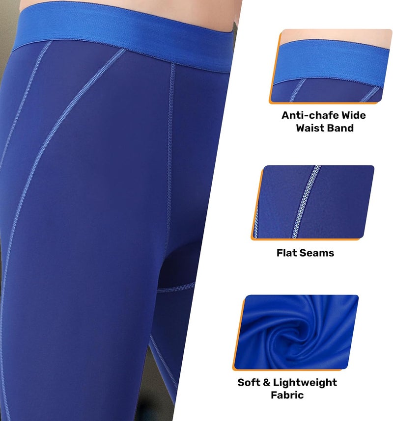 Athmonk Compression Nylon Lycra Lower Leggings Tights Yoga Pants for Men Boys - Workout Gym Exercise Running Cycling Training - Full Leg Sleeves - Cold Weather Sports Inner - Skinny Fit - Image 5