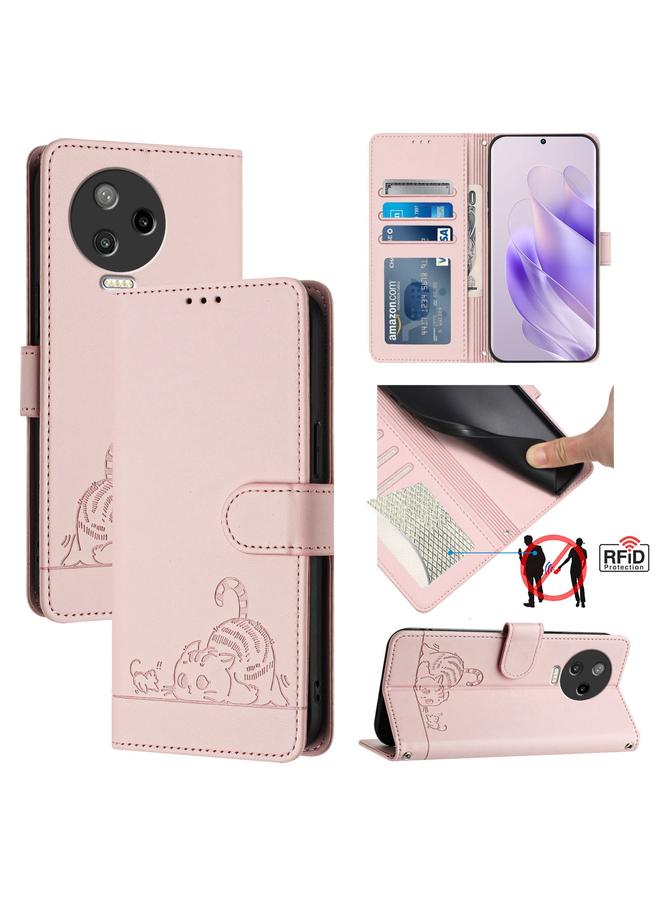 S-TOP Case For Infinix Note 12 2023 Cat Rat Embossed Pattern RFID Leather Phone Case with Lanyard - Image 1