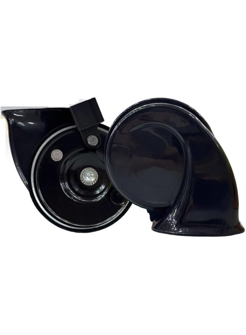 HR-220 Dual-Tone Snail Power Horns, 120dB, DC 12V, Black, High/Low Frequency 510Hz/410Hz, Vehicle Warning System - Image 1