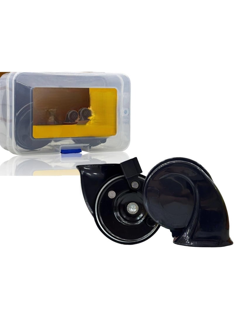 HR-220 Dual-Tone Snail Power Horns, 120dB, DC 12V, Black, High/Low Frequency 510Hz/410Hz, Vehicle Warning System - Image 3
