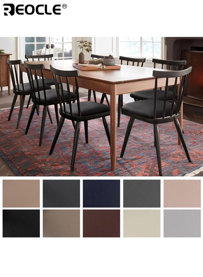 REOCLE 2PCS Waterproof Dining Chair Covers with PU Leather Material and Stretchable Design Elastic Seat Protectors with Non-Slip Base for Kitchen Dining Room Use - Image 2