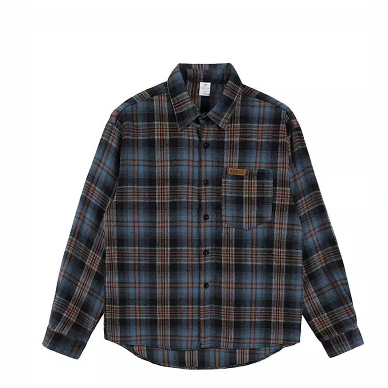 American Style College Style Retro Color Block Plaid Shirt 2024 Early Spring New Tassel Design Long Sleeve Fashion Shirt - Image 4