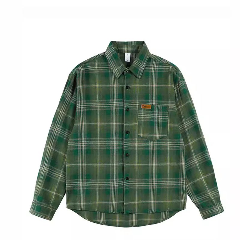 American Style College Style Retro Color Block Plaid Shirt 2024 Early Spring New Tassel Design Long Sleeve Fashion Shirt - Image 5