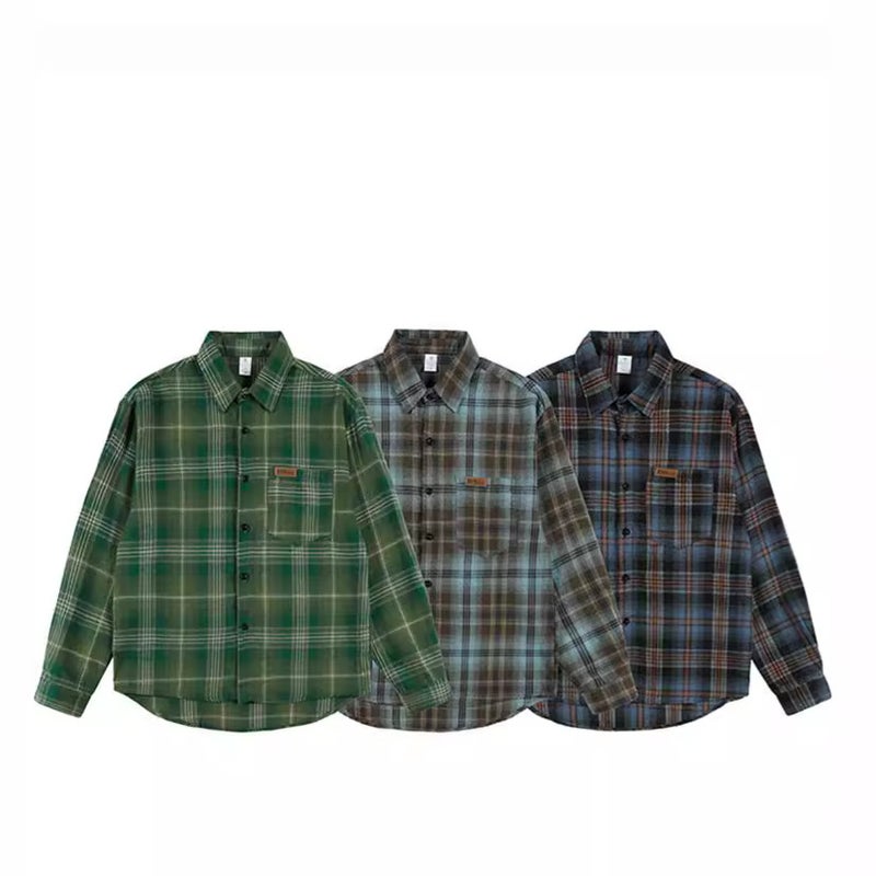 American Style College Style Retro Color Block Plaid Shirt 2024 Early Spring New Tassel Design Long Sleeve Fashion Shirt - Image 3