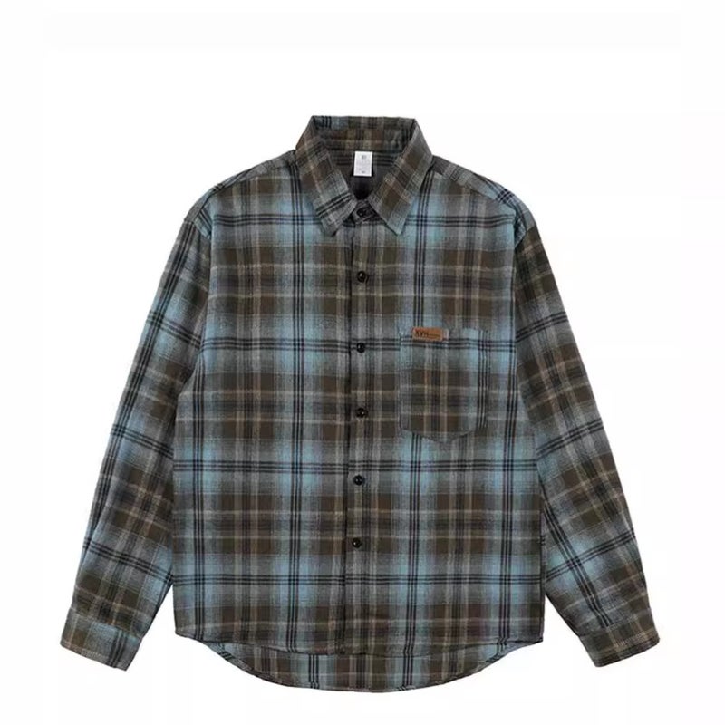 American Style College Style Retro Color Block Plaid Shirt 2024 Early Spring New Tassel Design Long Sleeve Fashion Shirt - Image 2