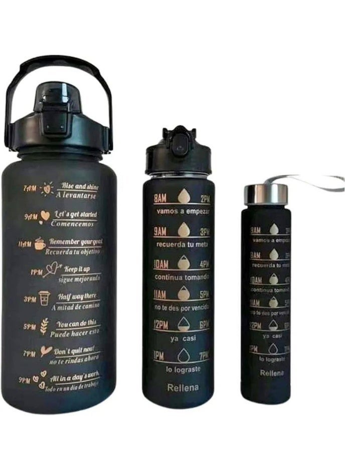 Digital sports water bottle 3 in 1, consisting of 3 bottles of different sizes, shock-resistant, BPA-free, with shalimo and stickers to put on the bottles - Image 2