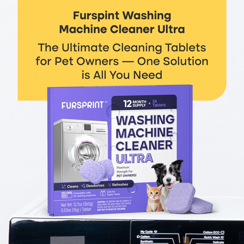 Fursprint Washing Machine Cleaner Tablets - 24 Pack for a 12 Month Supply. Formulated for Pet Owners. Compatible with HE, Top & Front Load. Easily Removes Residue, Grime. Value Brand by Uproot Clean - Image 2