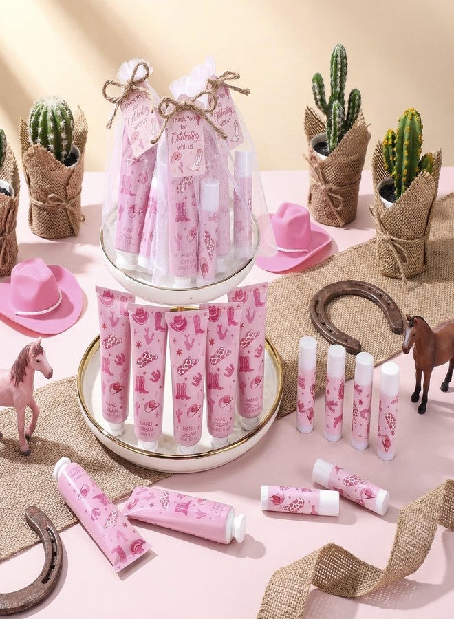 Dimsile 30 Sets Pink Cowgirl Hand Creams and Lip Balms Gift Bulk Western Bridal Shower Party Hand Lotion and Lip Balm First Rodeo Party Favors for Birthday Supplies - Image 4