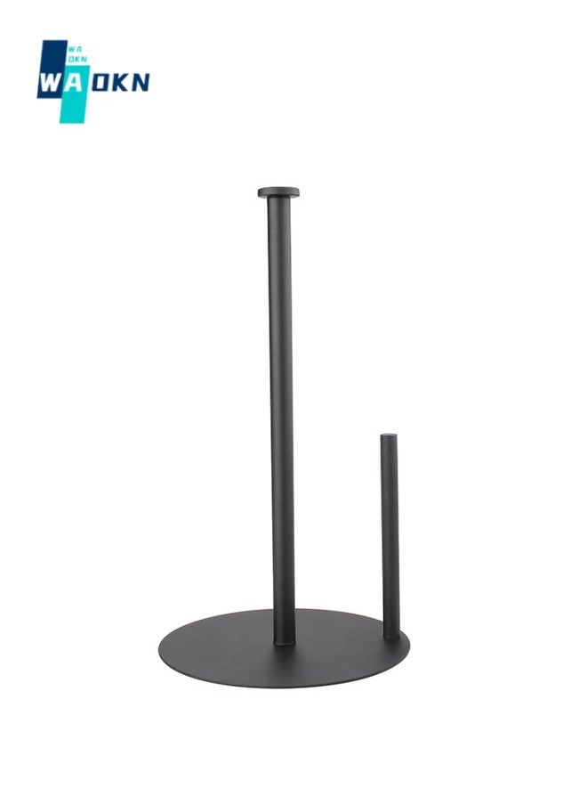 WAOKN Black Kitchen Paper Towel Holder for Kitchen Paper Towel Organization, One-hand Countertop Paper Towel Dispenser with Weighted Base  - Image 1