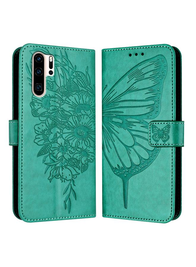 اس-توب جراب هاتف Huawei P30 Pro من الجلد المنقوش بنقشة الفراشة - Image 1