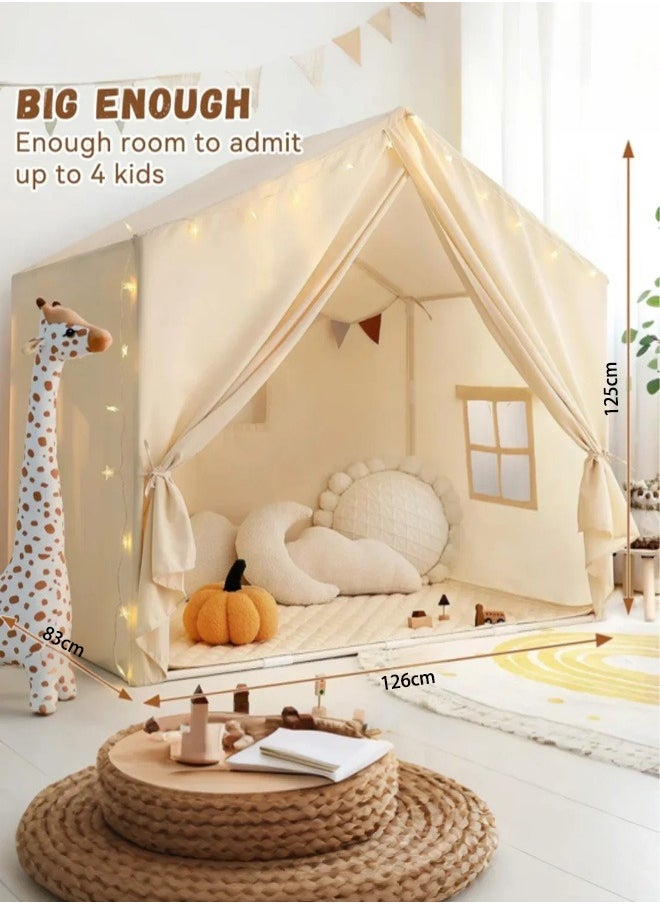 Paka Rabbit Kids Large Playhouse Play Tent with LED String Lights, Colorful Flags , Boys Girls Castle Cottage, Indoors Outdoors Activity Center Reading Nook  - Image 5