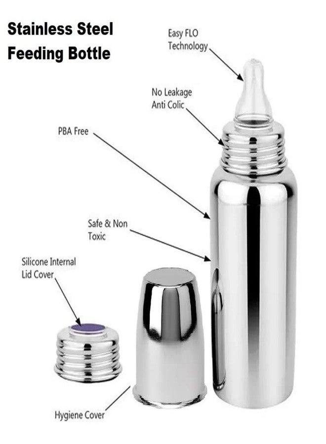 RB POINT Pure Stainless Steel Feeding Bottle with (240 ml) and Spout Sipper New Born Baby/Toddlers/Infants for Drinks//Milk/Water - Image 5
