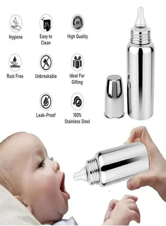 RB POINT Pure Stainless Steel Feeding Bottle with (240 ml) and Spout Sipper New Born Baby/Toddlers/Infants for Drinks//Milk/Water - Image 3