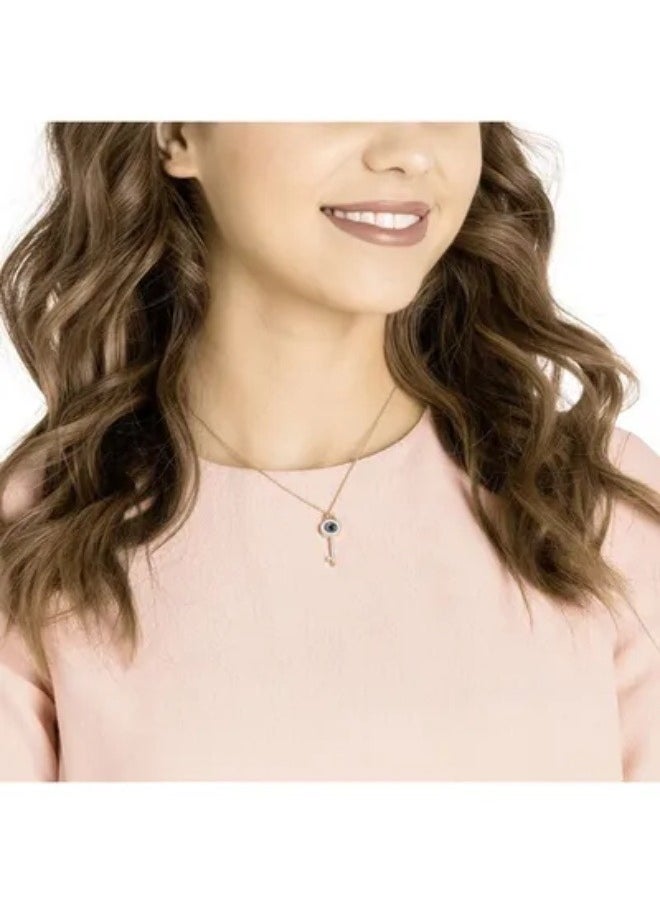 Generic Cystal Studded Eye Key Pendant Necklace  - Image 3