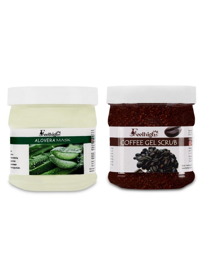feelhigh Face & Body Aloe Vera Mask Enriched with aloe Vera &Coffee gel Scrub- Skin care products (2 Items in the set) - Image 1