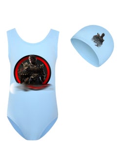 MQD Black Myth Goku Girls' One Piece Swimsuit And Cap Set 