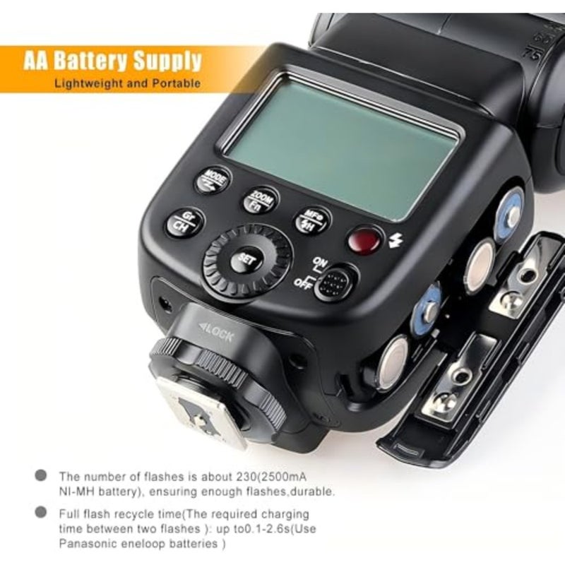 فلاش Speedlite مع ناقل حركة لاسلكي مدمج 2.4G لكاميرات Canon Nikon Pentax Olympus وغيرها من الكاميرات الرقمية مع Hotshoe القياسي - Image 4