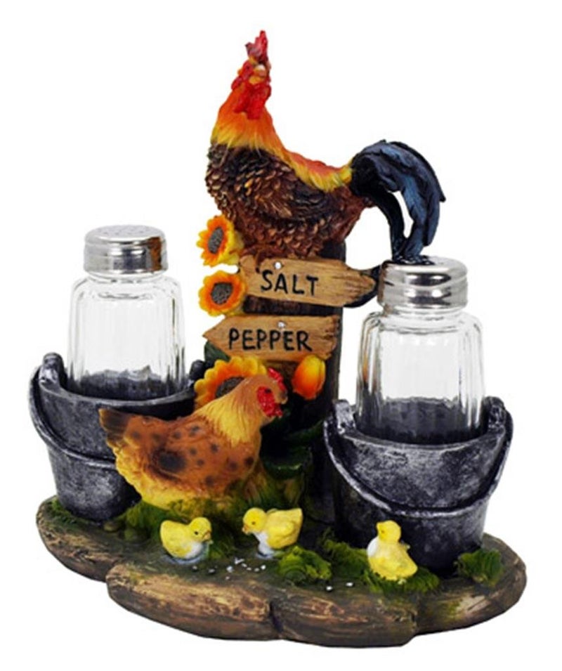 Farm Rooster and Chicken Salt and Pepper Shakers