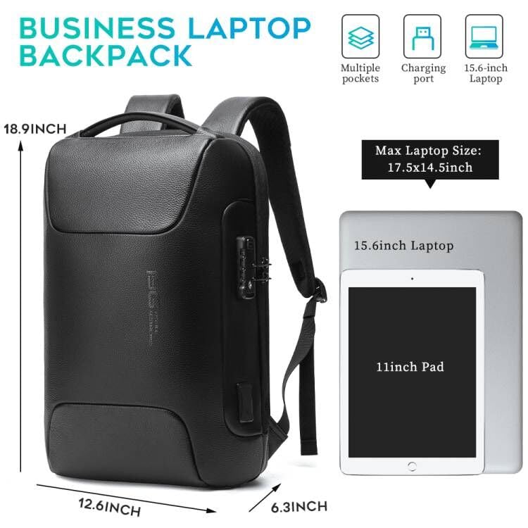 BANGE Genuine Leather Laptop Backpack Fits 15.6 Inch,Anti Theft Business Back Pack with TSA Lock, Office Work Backpack with USB3.0 Charging Port for Men and Women… - Image 5